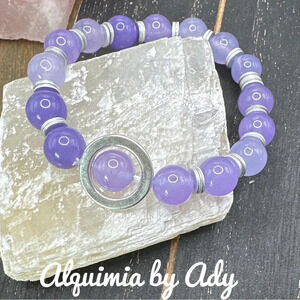 10mm chunky Purple jade beaded handmade bracelet